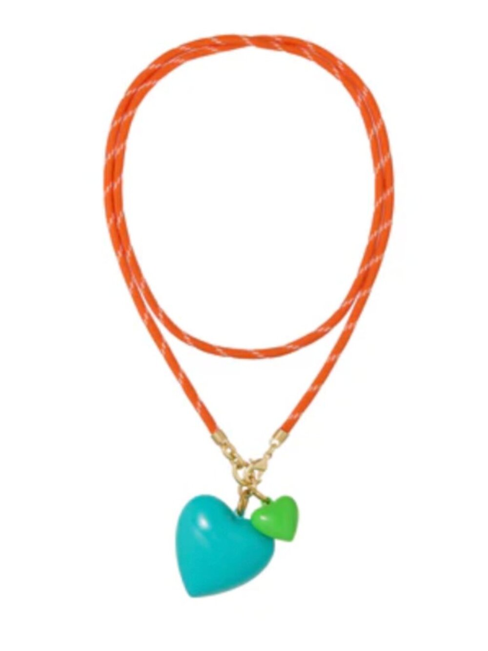 Roxanne Assoulin The Happy Cord Long Big Double Heart Necklace Blue Bayou